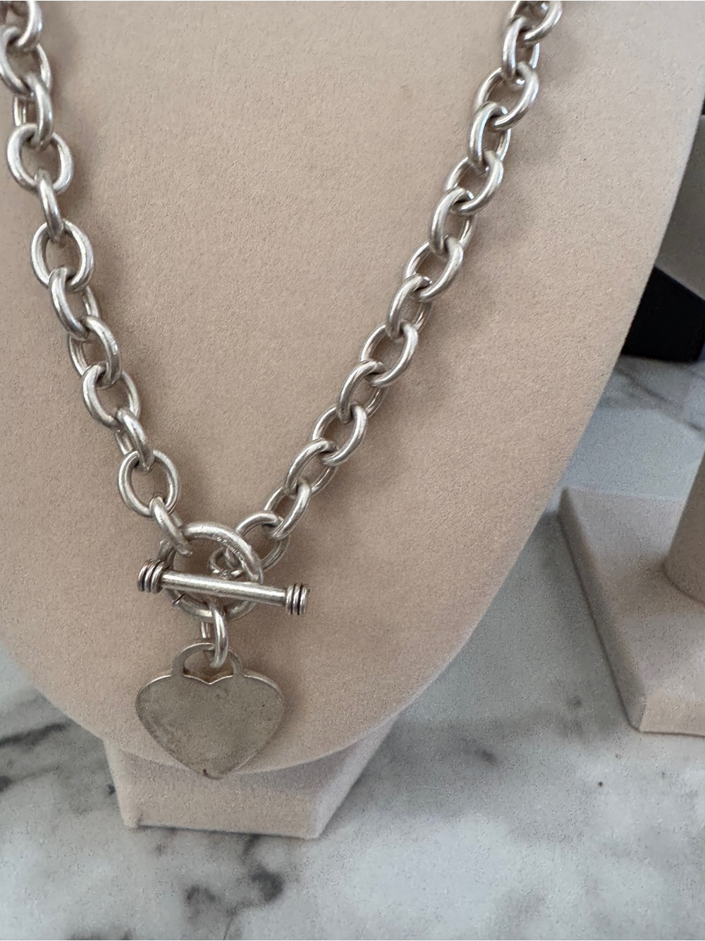 925 Silver Heart Toggle Necklace and Bracelet Set - Polished Silver Chain - Picture 6 of 12